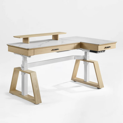 Ark Pro L-Shaped Standing Desk (Sintered Stone, 63"x23")
