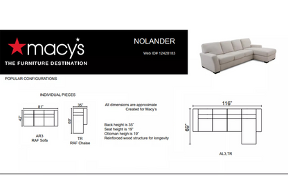 Norlander 2-Pc. Fabric Sectional with Chaise